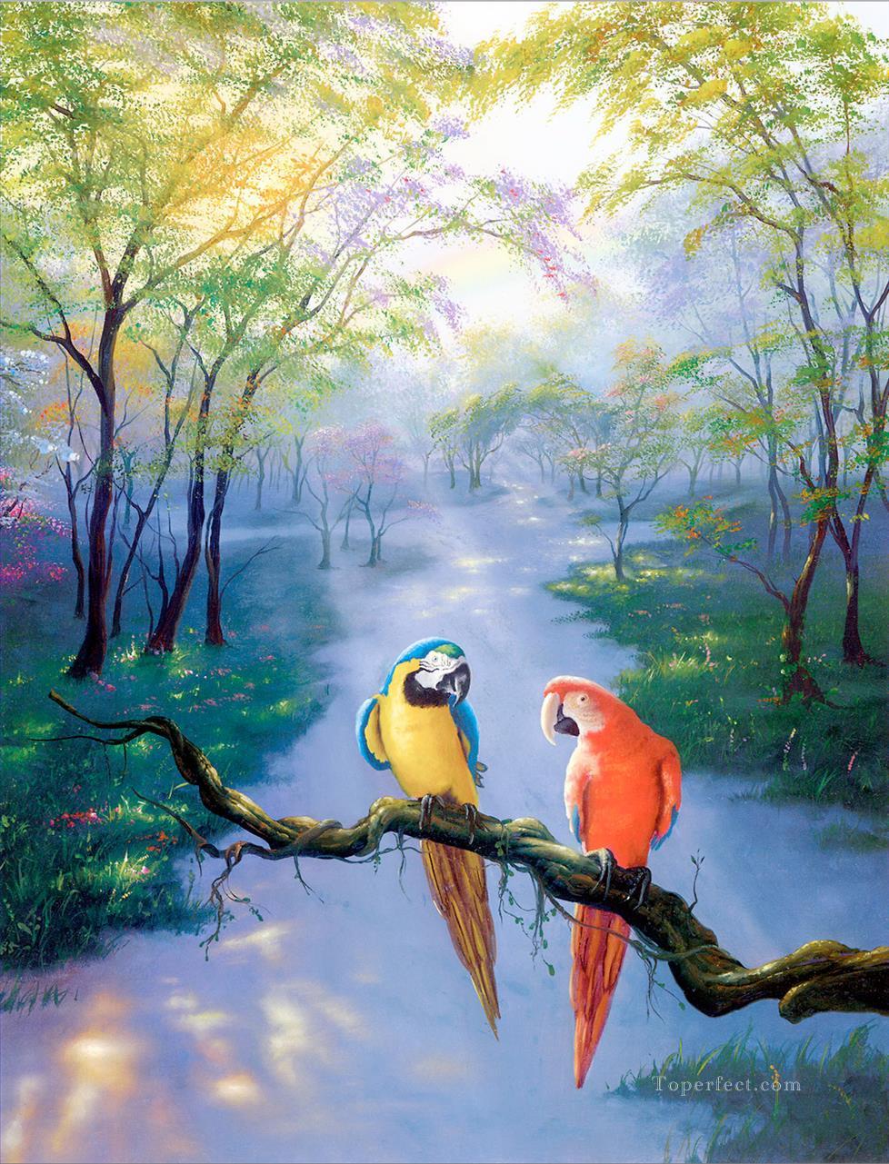 JW Farben des Regenbogens Vögel Ölgemälde